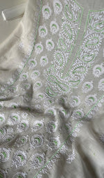 Load image into Gallery viewer, Women's Lakhnavi Handcrafted Mul Chanderi Unstitched Kurta And Dupatta Set - HONC0267973