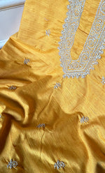 将图像加载到图库查看器中, Lucknowi Handcrafted Cotton Chikankari Unstitched Men's Kurta Fabric - HONC0297366