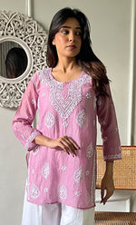 Load image into Gallery viewer, Ishani Women's Lakhnavi Handcrafted Mul Chanderi Chikankari Top - HONC0325406