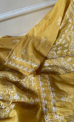 Load image into Gallery viewer, Women's Lakhnavi Handcrafted Mul Chanderi Semi - stitched Kurta And Dupatta Set- HONC0282417