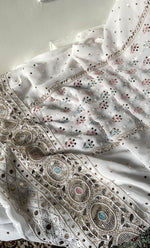 Load image into Gallery viewer, Women's Lucknowi Handcrafted Viscose Georgette Semi - Stitched Chikankari Kurta and Dupatta Set- HONC0328908