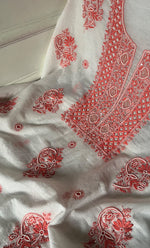 Load image into Gallery viewer, Women's Lakhnavi Handcrafted Mul Chanderi Unstitched Kurta And Dupatta Set- HONC0321881