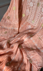 Load image into Gallery viewer, Izna Women's Lakhnavi Handcrafted Mul Chanderi Semi - Stitched Anarkali And Dupatta Set - HONC0302889