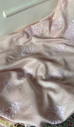 Load image into Gallery viewer, Women's Lakhnavi Handcrafted Mul Chanderi Unstitched Chikankari Full Suit Material - HONC0298570
