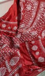Load image into Gallery viewer, Women's Lakhnavi Handcrafted Mul Chanderi Semi - Stitched Kurta And Dupatta Set - HONC0282233