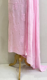 Load image into Gallery viewer, Women's Lakhnavi Handcrafted Viscose Georgette Chikankari Full Suit Material - HONC0155227