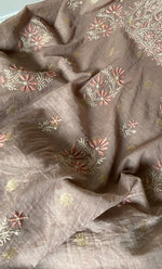 将图像加载到图库查看器中, Women's Lakhnavi Handcrafted Mul Chanderi Unstitched Chikankari Full Suit Material - HONC0316857