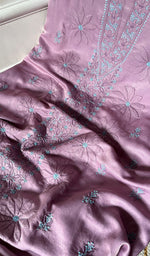 将图像加载到图库查看器中, Women's Lakhnavi Handcrafted Satin Silk Chikankari Kurta And Kurta Dupatta Set - HONC0283639