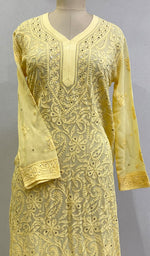 将图像加载到图库查看器中, Women's Lakhnavi Handcrafted Viscose Georgette Chikankari Kurti - HONC0161789