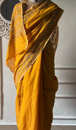 Load image into Gallery viewer, Women's Lakhnavi Handcrafted Chanderi Silk Chikankari Saree - HONC0350399