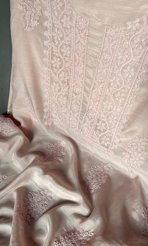 Women's Lakhnavi Handcrafted Unstitched Cotton Chikankari Suit Material - HONC0316588 main image 0