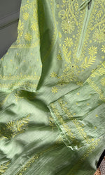 Load image into Gallery viewer, Women's Lakhnavi Handcrafted Mul Chanderi Semi - Stitched Anarkali And Dupatta Set - HONC0282400