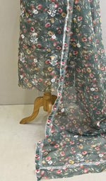 Load image into Gallery viewer, Disha Women's Lakhnavi Handcrafted Organza Chikankari Unstitched Kurta And Dupatta Set - HONC0211549