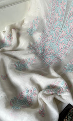 将图像加载到图库查看器中, Women's Lakhnavi Handcrafted Unstitched Mul Chanderi Kurta And Dupatta Set - HONC0323591