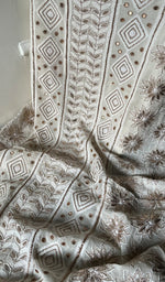 将图像加载到图库查看器中, Saima Women's Lakhnavi Handcrafted Pure Silk Georgette Chikankari  Kurti Fabric - HONC0229272