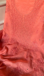 Load image into Gallery viewer, Women's Lakhnavi Handcrafted Unstitched Mul Chanderi Chikankari Full Suit Material - HONC0282291