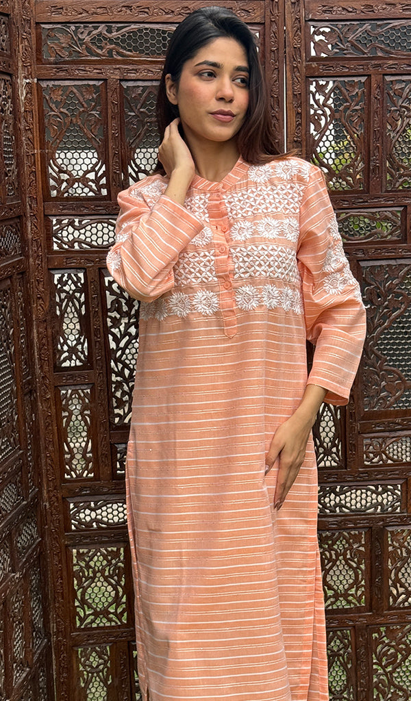Amanat Women's Lucknowi Handcrafted Cotton Chikankari Kurti - HONC0276850