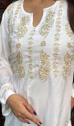 Load image into Gallery viewer, Women's Lakhnavi Handcrafted Modal Cotton Chikankari Kurta And Palazzo Set - HONC0251135