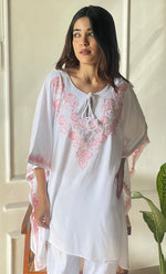 Load image into Gallery viewer, Women's Lucknowi Handcrafted Cotton Chikankari Kaftan - HONC0297354