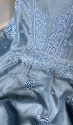 将图像加载到图库查看器中, Women's Lakhnavi Handcrafted Mul Chanderi Chikankari Full Suit Material - HONC0271177