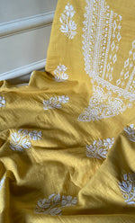 Load image into Gallery viewer, Women's Lakhnavi Handcrafted Unstitched Cotton Chikankari Suit Material - HONC0316993