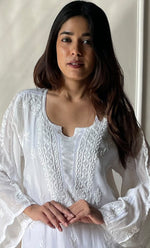 将图像加载到图库查看器中, Women's Lucknowi Handcrafted Muslin Chikankari Kurti - HONC0292591