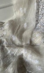 将图像加载到图库查看器中, Women's Lakhnavi Handcrafted Pure Organza Chikankari Semi -stitched Anarkali And Dupatta Set - HONC0328513