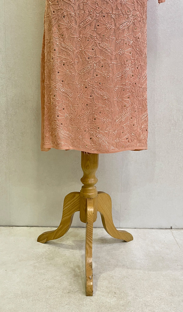 Women's Lakhnavi Handcrafted Viscose Georgette Chikankari Kurti - HONC0139812