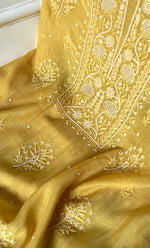 Load image into Gallery viewer, Women's Lakhnavi Handcrafted Mul Chanderi Unstitched Chikankari Full Suit Material - HONC0306982