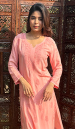 将图像加载到图库查看器中, Women's Lucknowi Handcrafted Modal Cotton Chikankari Kurti - HONC0236973
