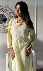 Load image into Gallery viewer, Women's Lucknowi Handcrafted Cotton Chikankari Kurti - HONC0330780