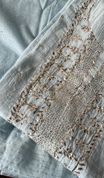 Load image into Gallery viewer, Women's Lakhnavi Handcrafted Mul Chanderi Chikankari Semi - Stitched Kurta Dupatta Set - HONC0249290