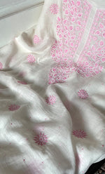 Load image into Gallery viewer, Women's Lakhnavi Handcrafted Unstitched Mul Chanderi Kurta And Dupatta Set - HONC0317815