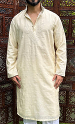 Load image into Gallery viewer, Men's Lucknowi Handcrafted Cotton Chikankari Kurta - HONC0256210