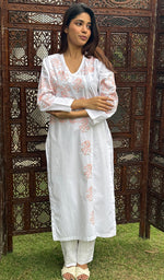 Load image into Gallery viewer, Women's Lucknowi Handcrafted Cotton Chikankari Kurti - HONC0276956