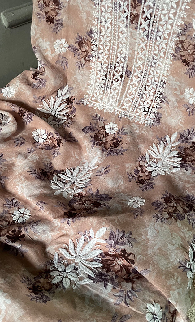 Women's Lakhnavi Handcrafted Cotton Chikankari Kurta And Kurta Dupatta Set - HONC0312683