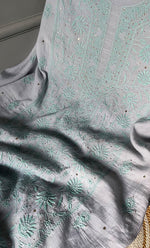 Load image into Gallery viewer, Women's Lakhnavi Handcrafted Maheshwari Mul Chanderi Unstitched Kurta And Dupatta Set - HONC0296495