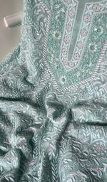将图像加载到图库查看器中, Women's Lakhnavi Handcrafted Pure Silk Georgette Chikankari Full Suit Fabric - NC027842