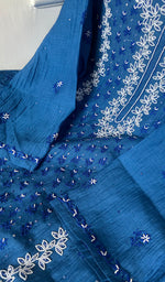 Load image into Gallery viewer, Saziya Women's Lakhnavi Handcrafted Mul Chanderi Semi - Stitched Kurta And Dupatta Set - HONC0282833