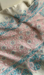 将图像加载到图库查看器中, Women's Lakhnavi Handcrafted Linen Cotton Semi -Stitched Kurta And Dupatta Set - HONC0269953