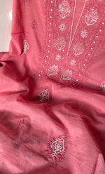 Load image into Gallery viewer, Women's Lakhnavi Handcrafted Mul Chanderi Unstitched Chikankari Full Suit Material - HONC0314654