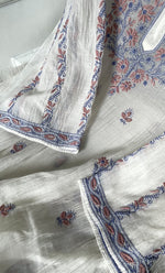 Load image into Gallery viewer, Women's Lakhnavi Handcrafted Mul Chanderi Semi - Stitched Kurta And Dupatta Set - HONC0314230