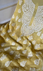 将图像加载到图库查看器中, Laila Women's Lucknowi Handcrafted Faux-Georgette Unstitched Chikankari Suit Material - HONC0330375