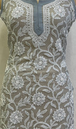 Load image into Gallery viewer, Women's Lucknowi Handcrafted Faux-Georgette Chikankari Top - HONC0140445