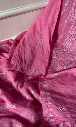 Load image into Gallery viewer, Women's Lakhnavi Handcrafted Chanderi Silk Semi - Stitched Anarkali And Dupatta Set - HONC0273164