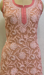 Load image into Gallery viewer, Women's Lucknowi Handcrafted Faux-Georgette Chikankari Top- HONC0140463