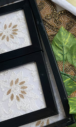 Load image into Gallery viewer, Handcrafted Chikankari Tray with Two Coasters – Wooden Frame - HONC0269377