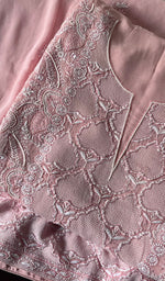 将图像加载到图库查看器中, Women's Lakhnavi Handcrafted Pure Silk Georgette Chikankari Suit Material - HONC0185396
