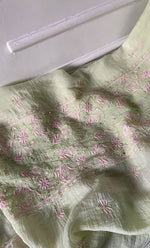 Load image into Gallery viewer, Women's Lakhnavi Handcrafted Mul Chanderi Unstitched Chikankari Full Suit Material - HONC0324497