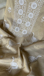 将图像加载到图库查看器中, Women's Lakhnavi Handcrafted Tissue Chanderi Unstitched Kurta And Dupatta Set - HONC0278160